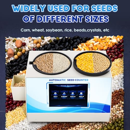 CGOLDENWALL 3Plate Automatic Multi-functions Touchscreen Seeds Counter Machine With Data Storage, Adjustable Speed/Brightness, High Precision Counting for Various Shapes Cereals Seeds Grain