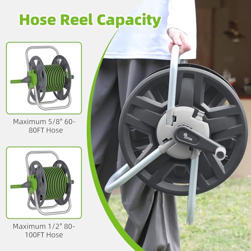 Water Hose Reel,Holds 60-80 Ft of 5/8" Hose - color: Grey