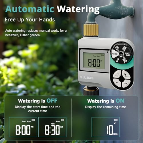 QUOBAS Brass Sprinkler Timer, Programmable Water Hose Timer for Garden Hose - size: Interval Program 1 Zone