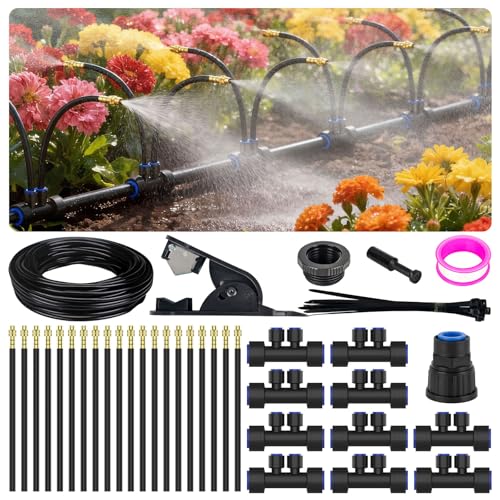 Drip Irrigation System 2 Ports - 360°Adjustable Garden Watering System - size: 33FT