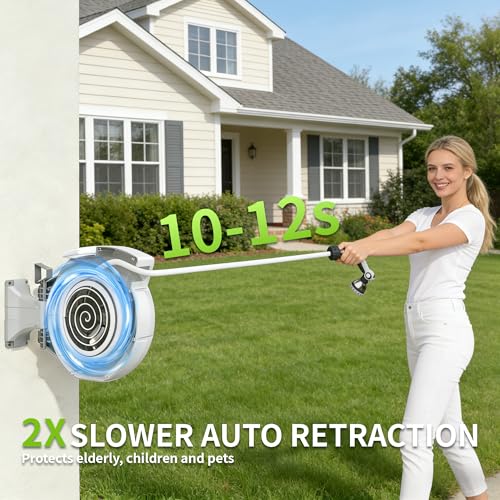 100 FT x 1/2" Retractable Garden Hose Reel Grey - color: Grey