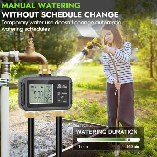 120FT Drip Irrigation System with Smart Water Timer - size: 120Ft Double-Tube Brass with Timer