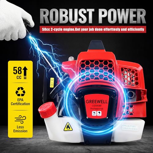 58CC 2-Stroke Gas Brush Cutter Pro-Grade String Trimmer EPA Compliant Orange Heavy-Duty Weed Eater Lawn & Overgrowth Clearing Tool