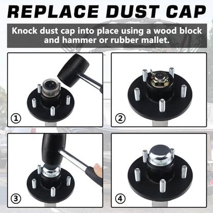 2pcs 1.98'' Trailer Hub Dust Caps for 2000 3500 lb Axle Spindle - color: 1.98'' Caps 2pcs