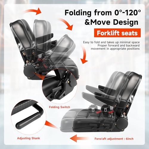 Universal Forklift Seat, Tractor Seat,with Micro Switch and Safety Belt,for Tractor, Mower, Skid, Loader, Telehandler, Backhoe, Excavator Dozer