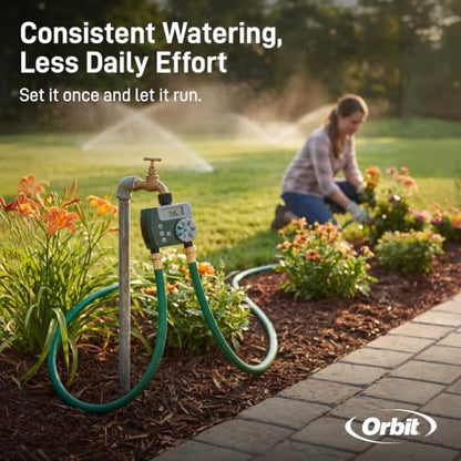 Orbit Programmable Digital Hose Watering Timer - 2 Outlet - Battery Powered - with LCD Screen - Built-in Rain Delay - Water-Resistant - 58910 - size: 2 Outlet