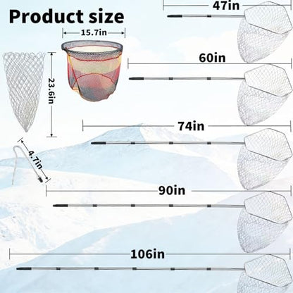 2 Pack Adjustable Poultry Catching Net, Chicken Net Bird Catching Net, 47"-106" Stainless Steel Telescopic Capture Net
