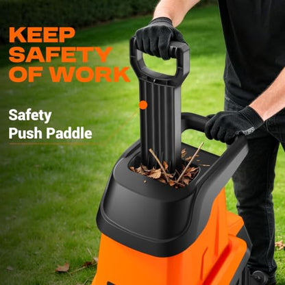 SILVEL Wood Chipper Shredder, 1800W Cutting Diameter of 1.77 inch with 10 Gallon Large Collection Bin, 15-Amp Electric Wood Chipper Shredder for Quick Cleanup, Branches, Garden Waste, Amber - size: Orange