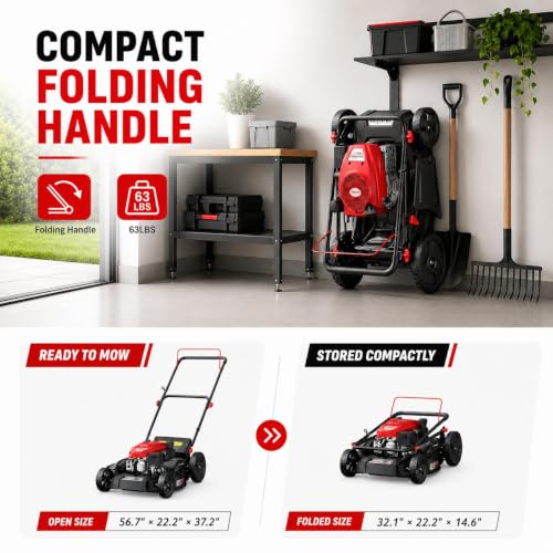 AMERISUN 21" Gas Lawn Mower, 144cc 4-Stroke, 2-in-1 Push Mower - size: 21 INCH