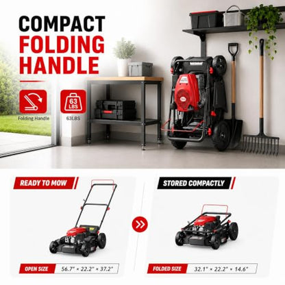 AMERISUN 21" Gas Lawn Mower, 144cc 4-Stroke, 2-in-1 Push Mower - size: 21 INCH