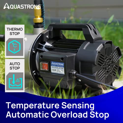 Aquastrong 115V Shallow Well Garden Pump, Stainless Steel, 1320 GPH, Water Transfer Draining Irrigation Sprinkler Pump, for Lawn,Garden,1.6 HP Portable - color: 1.6 Hp Portable