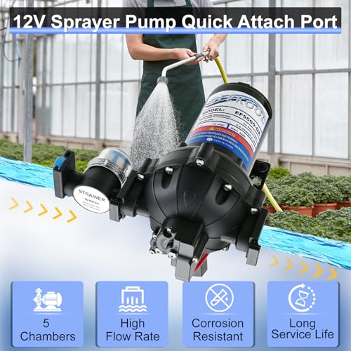 EF5500-BOX-QA 12V Sprayer Pump,5.5GPM 60 PSI Diaphragm Pump,Soft Wash Pump