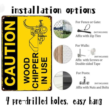 Caution Wood Chipper In Use Vintage Metal Signs 8x12 Inch