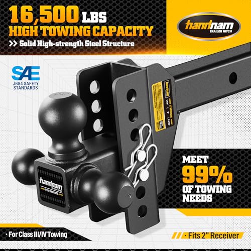 Drop Hitch Adjustable Trailer Hitch, 6 inch Drop/Rise, Fits 2" Receiver - size: 16500 LBS