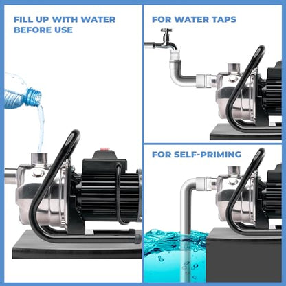 XtremepowerUS 1HP Portable Shallow Well Pump Water Transfer Pump 930GPH Pressure Booster Pump Irrigation Lawn Farm Water Removal - size: 1.0 HP Portable