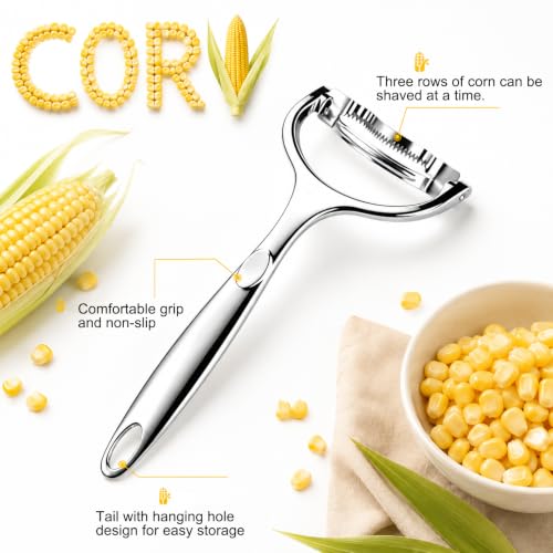 2Pcs Upgraded Corn Peeler,Practical 304 Stainless Steel Corn Peeler Tool,Durable & Efficient Corn Kernel Remover, Kitchen Gadget, Ergonomic Handle,Long Lasting Kitchen Accessory