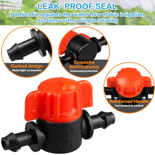 Gardrip 1/4" Drip Irrigation Valve：50 Pack Drip Irrigation Shut Off Switch Valve Fits 1/4 Inch Drip Irrigation Tubing Drip Line Cut Off Valve for Garden Lawn Irrigation System - size: 1/4" Irrigation Valves