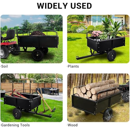 Garvee Garden Utility Trailer, 17 Cu. Ft & 750 LBS Capacity for ATV UTV - size: 750 LBS