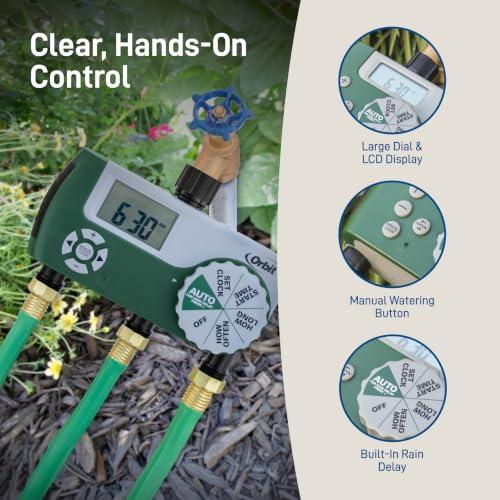 Orbit Programmable Digital Hose Watering Timer - 3 Outlet - Battery Powered - with LCD Screen - Built-in Rain Delay - Water-Resistant - 56082 - size: 3 Outlet