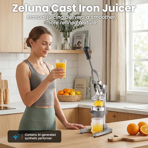 Cast Iron Manual Hand Press Juicer for Citrus & Pomegranate,Grey - color: Grey