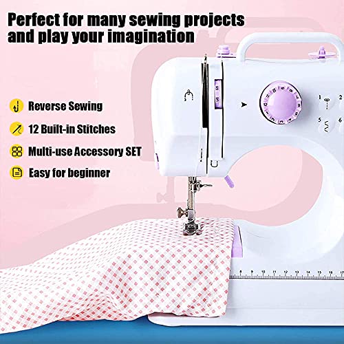 Rxmeili Portable 12-Stitch Sewing Machine, 42-Pc Sewing Kit for Beginners - size: 12.2 x 5.9 x 11.8 inches