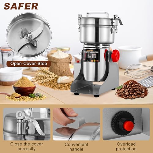 Electric Grain Mill Grinder 800g Stainless Steel Flour Mill for Home