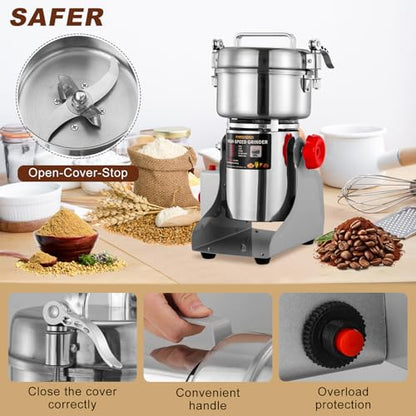 Electric Grain Mill Grinder 800g Stainless Steel Flour Mill for Home