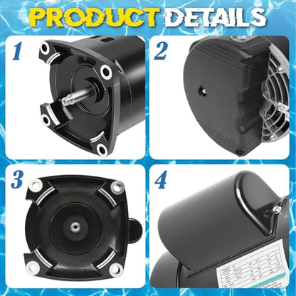 B2848 Pool Pump Motor 1HP 56Y Frame Replacement for Century A.O. Smith - size: 1 HP B2848 56Y Frame