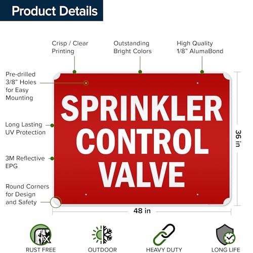 Sprinkler Control Valve Sign, 36x48 Inches, Reflective, Rust Free DiBound, - size: 36x48 - DiBound Reflective
