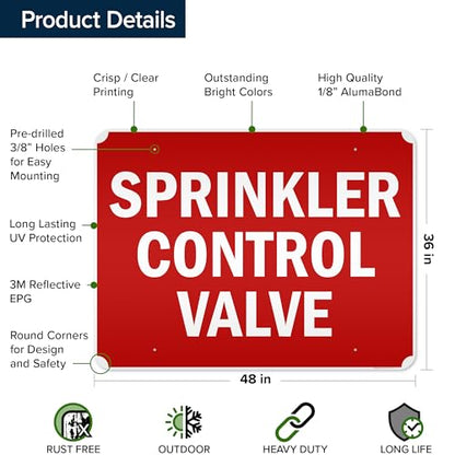 Sprinkler Control Valve Sign, 36x48 Inches, Reflective, Rust Free DiBound, - size: 36x48 - DiBound Reflective