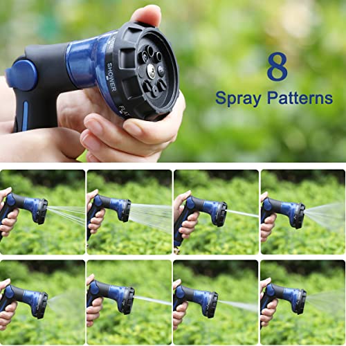 FANHAO Heavy Duty Garden Hose Nozzle, Metal Hose Sprayer Easy Thumb Control - color: Blue
