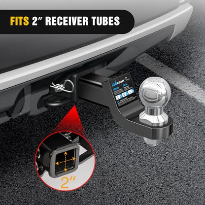 Nilight Trailer Hitch Ball Mount Fits 2-5/16" Receiver with 2" Ball 2" Drop - size: 2-5/16" Ball & 2" Drop