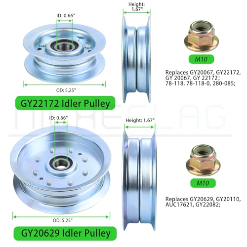 GY22172 Idler Pulley with GY20629 Idler Pulley for John Deere - color: A05 1xGY20629+1xGY22172