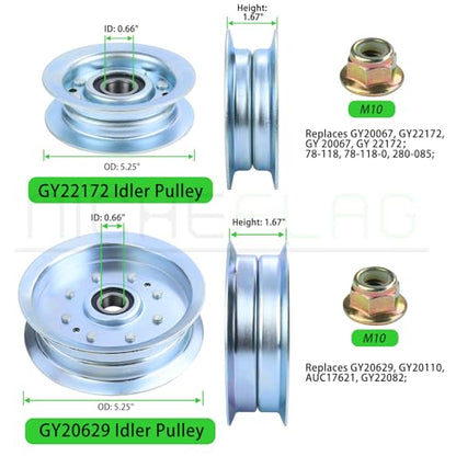 GY22172 Idler Pulley with GY20629 Idler Pulley for John Deere - color: A05 1xGY20629+1xGY22172