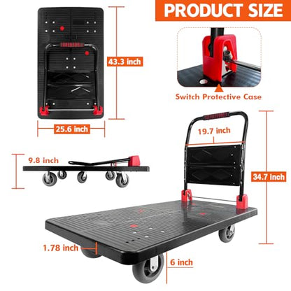 Foldable Platform Truck, 1600 LBS Push Cart with Five 6'' Wheels, 43" x 25" - color: 1600lbs