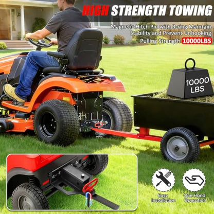 Zero Turn Lawn Mower Hitch with 2" Receiver, 6mm Thicker Heavy Duty Steel Bolt On Trailer Hitch Receivers with Chain Slot, 1/2 inch Magnetic Trailer Hitch Pin - size: 2" Receiver