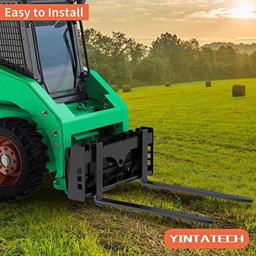 YINTATECH 4000lbs Skid Steer Pallet Fork Blades 48" Forklift Blades for Tractors Loaders Skid Steer Attachment