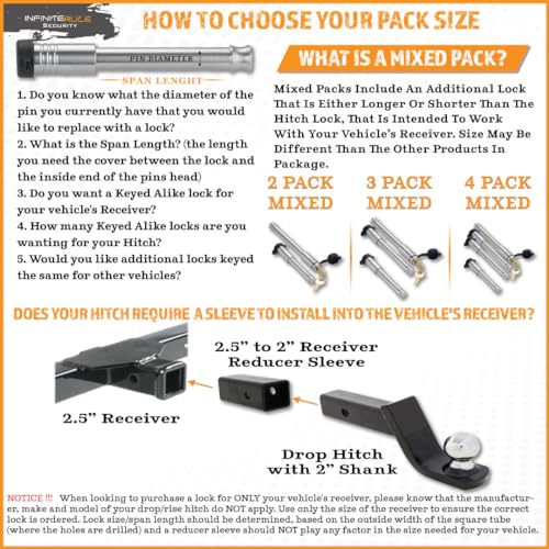 61573 | 2 Pack, Keyed Alike, Receiver Locks for 3" Receiver - color: 2PK (2) Receiver Locks, size: Fits: 3.0" Receiver