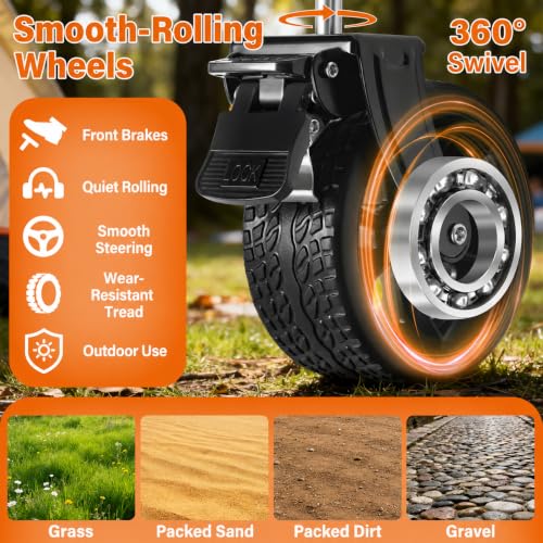 Wagons Carts Foldable, 500 lb 220L Collapsible Wagon with Brakes - color: Charcoal