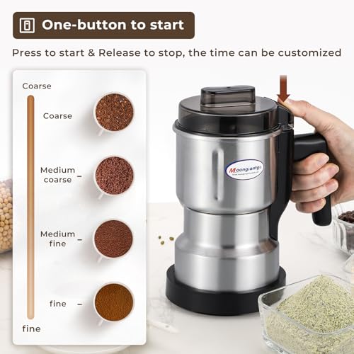 Moongiantgo Coffee Grinder Electric 200ml Capacity, 250W Mini Grain Mill