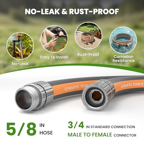 Giraffe Tools 10FT Garden Hose Lay Flat Lightweight Flexible Water Hose - size: 10FT