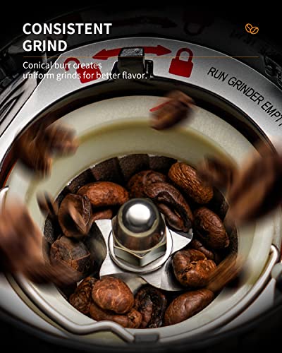 SHARDOR Conical Burr Coffee Bean Grinder, Anti-Static, 48 Settings, Silver - color: Silver