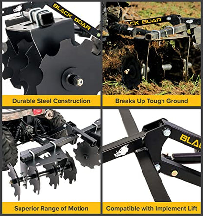 Black Boar Camco ATV/UTV Disc Harrow Implement | Specifically Designed to Thoroughly Break up Tough Ground | (66001)