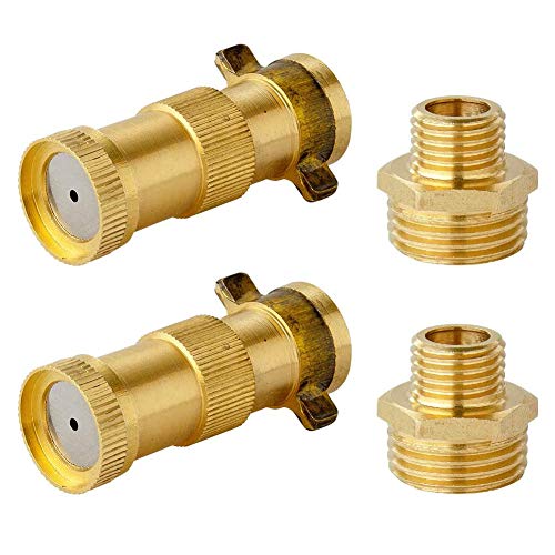 Feelers Brass Heavy Duty Misting Spray Nozzle, 1/2" BSPF High Pressure Adjustable Garden Hose Atomizing Spray Sprinklers Agricultural Irrigation System Adapter Fitting (Pack of 2)