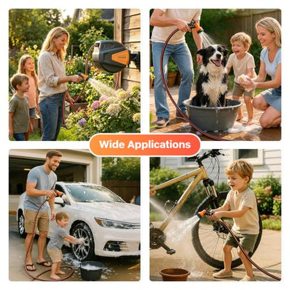 Ayleid Retractable Rubber Hybrid Garden Hose Reel, 1/2"x100ft Wall Mount - color: Deep Black, size: 100FT