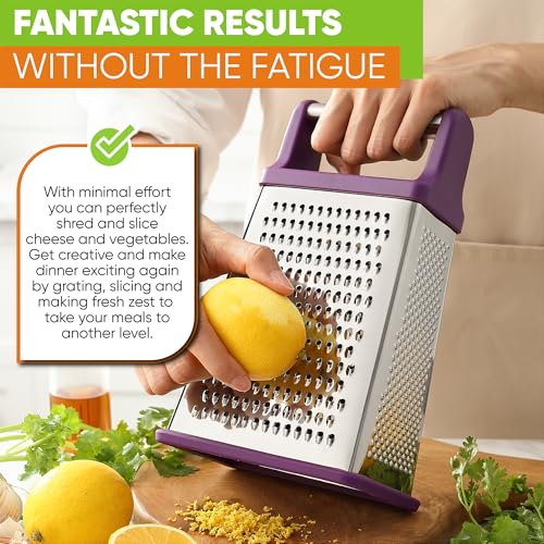Spring Chef Stainless Steel XL Cheese Grater for Kitchen, Purple - color: Purple