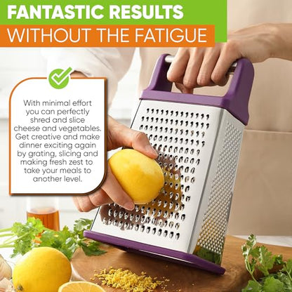 Spring Chef Stainless Steel XL Cheese Grater for Kitchen, Purple - color: Purple