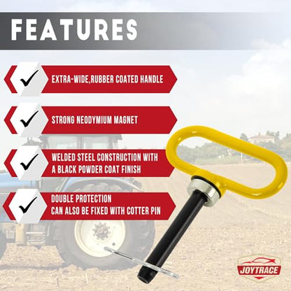 Magnetic Hitch Pin - Heavy Duty Ultra Strong Neodymium Magnet Trailer Gate Pin for Easy One-Handed Hook On & Off, for Lawn Mower Trailer Hitch Pin and Tow Behind Attachments ( Yellow） - color: Yellow