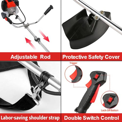 Gas Powered Weed Wacker 4 in 1, 58cc Brush Cutter, String Trimmer, Orange - color: Orange