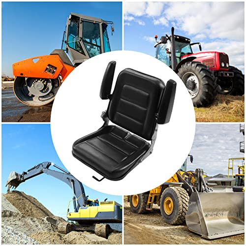Universal Fold Down Forklift Seat, Tractor Seat with Adjustable Angle Back Armrest Lawn Mower Seat for Tractor Excavator Skid Loader… - style: with Adjustable Angle Back Armrest